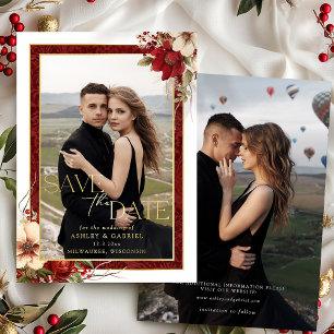 Elegant Christmas Floral Foil Save the Date