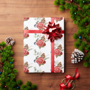 Elegant Christmas Floral Greenery Wrapping Paper
