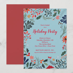 Elegant Christmas Floral Holiday Invitation