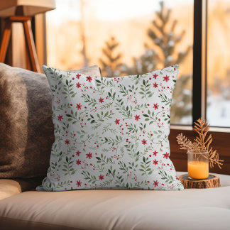 Elegant Christmas Floral Minimalist Pattern Cushion