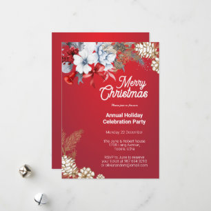 elegant christmas floral party celebration holiday card