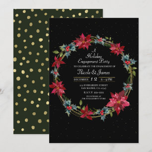 Elegant Christmas Floral Poinsettia Holiday Party Invitation