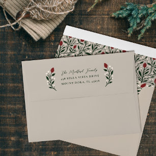 Elegant Christmas Floral Pre-Addressed Envelope
