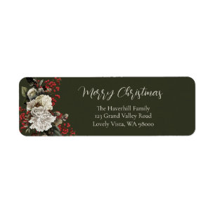 Elegant Christmas Floral Return Address
