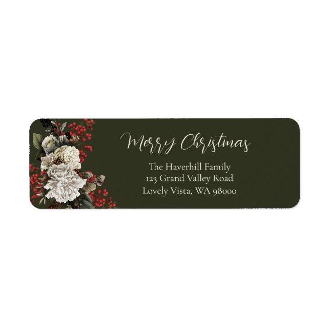 Elegant Christmas Floral Return Address (Front)
