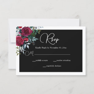 Elegant Christmas Floral Rose Holiday Wedding RSVP Card