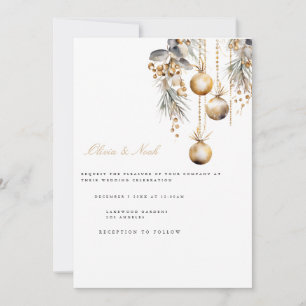 Elegant Christmas Floral Wedding Invitation Card