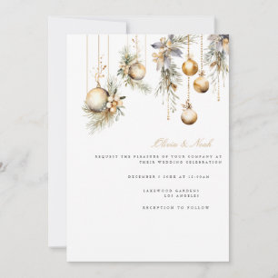 Elegant Christmas Floral Wedding Invitation Card
