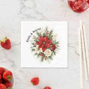 Elegant Christmas Floral Wedding Napkin