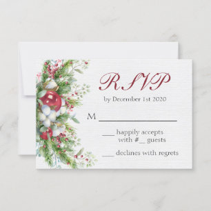 Elegant Christmas Floral Wedding RSVP Card