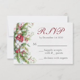 Elegant Christmas Floral Wedding RSVP Card