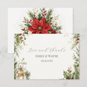 Elegant Christmas Floral Wedding Thank You Card
