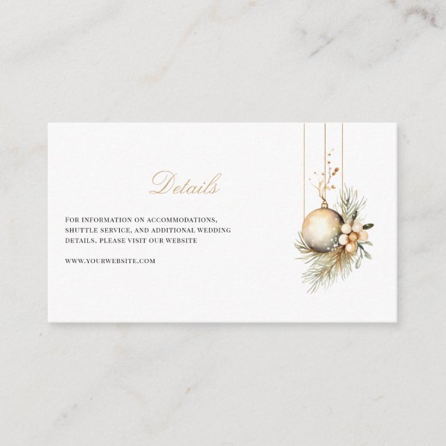 Elegant Christmas Floral Winter Details  Enclosure Card (Front)
