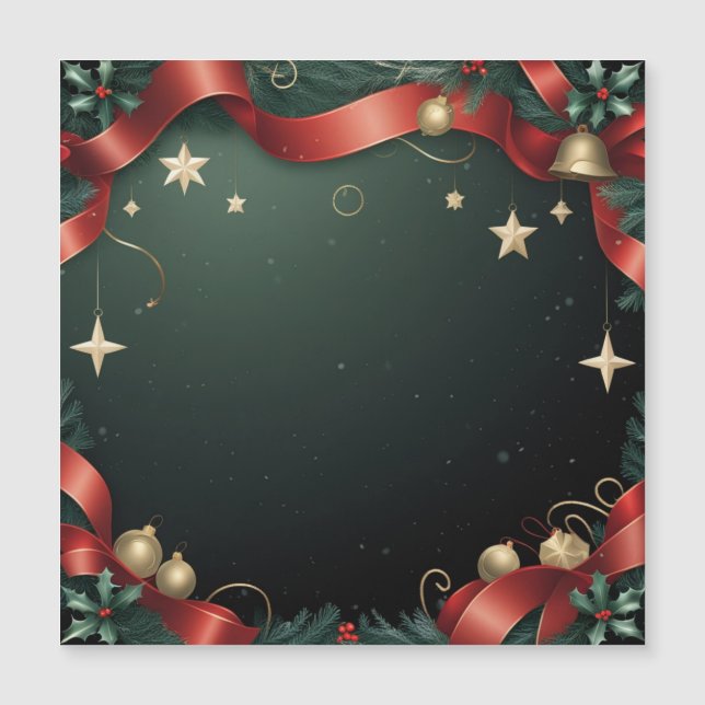 Elegant Christmas Frame Background with Gold Stars (Front)