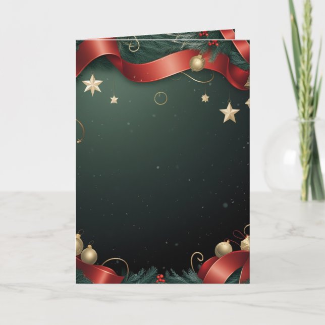 Elegant Christmas Frame Background with Gold Stars Card (Front)