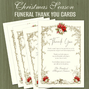 Elegant Christmas Funeral Memorial Thank You Card