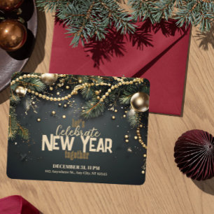 Elegant Christmas Garland Luxurious New Year Invitation