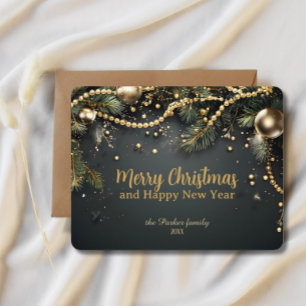 Elegant Christmas Garland Luxurious Non Photo Holiday Card