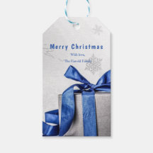 Elegant Christmas Gift Box with Blue ribbon