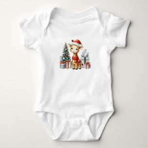 Elegant Christmas Giraffe Baby Bodysuit