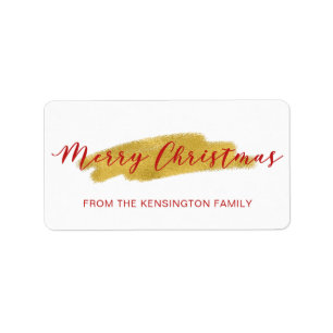 Elegant Christmas Gold Foil Brush Script Label