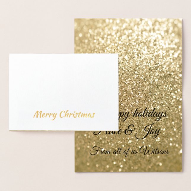 Elegant Christmas gold glittery sparkles Foil Card (Display)