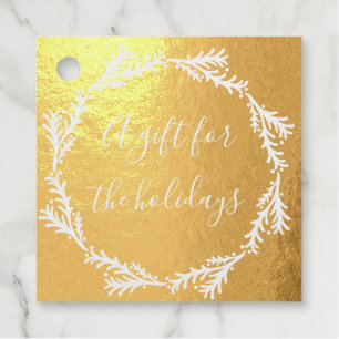 Elegant Christmas Gold Holiday Foil Gift Tag