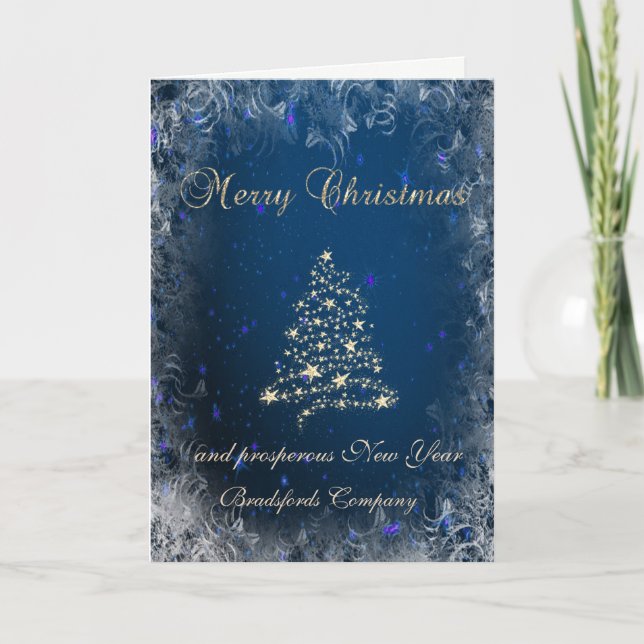 Elegant ,Christmas Gold Tree  Corporate Holiday Card (Front)