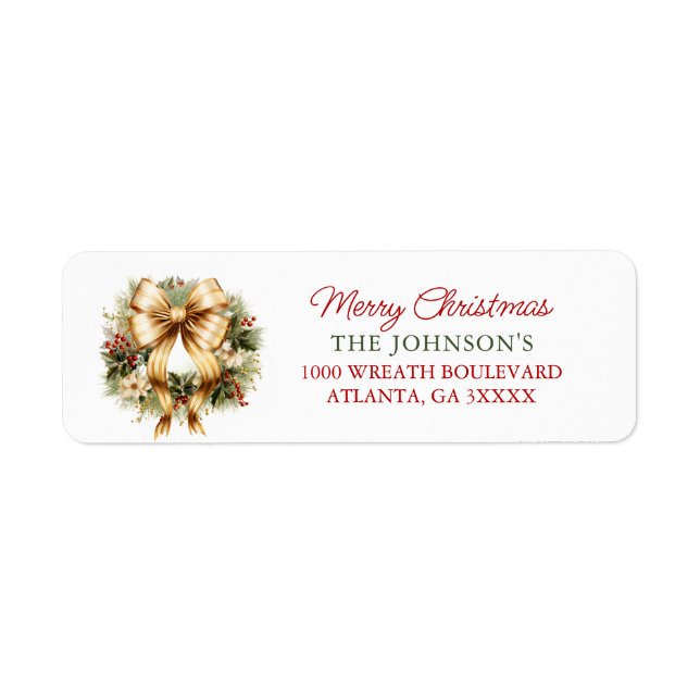 Elegant Christmas Gold Wreath Happy Holidays (Front)