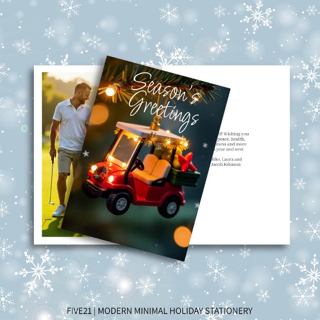 Elegant Christmas Golf Cart Ornament • Photo Holiday Card (Creator Uploaded)