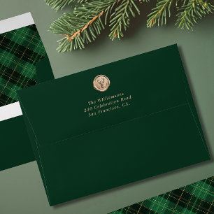 Elegant Christmas Green Plaid Envelope