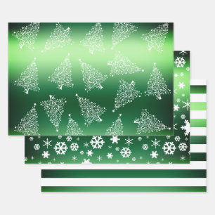 Elegant Christmas green & white pattern   Wrapping Paper Sheet