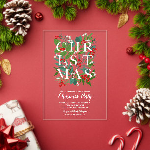 Elegant CHRISTMAS Greenery Acrylic Invitations