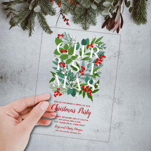 Elegant CHRISTMAS Greenery Acrylic Invitations