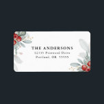 Elegant Christmas Greenery and Berries Return Label<br><div class="desc">An elegant Christmas return address label featuring elegant winter greenery and berries on a white background.</div>