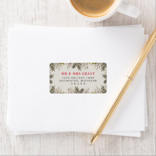 Elegant Christmas Greenery Border Holiday Address Label
