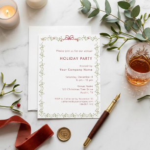 Elegant Christmas Greenery Company Holiday Party Invitation
