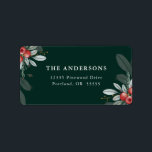 Elegant Christmas Greenery Dark Green Return Label<br><div class="desc">An elegant Christmas return address label featuring elegant winter greenery and berries on a dark green background.</div>