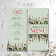 Elegant Christmas Greenery Holiday Flat Menu