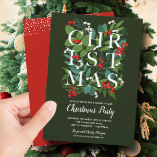 Elegant CHRISTMAS Greenery Party Invitation