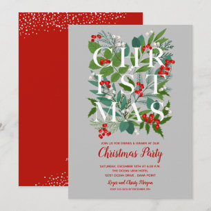 Elegant CHRISTMAS Greenery Party Invitations