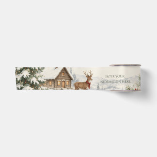 Elegant Christmas Greeting, Classic Cobalt Design Satin Ribbon