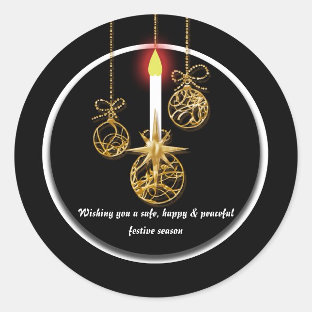 Elegant Christmas greeting Classic Round Sticker (Front)