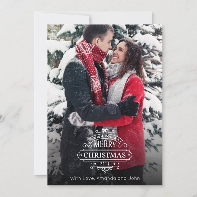 Elegant Christmas Greetings Photo Card (Front)