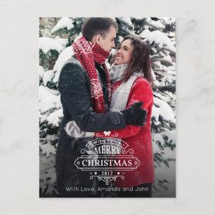Elegant Christmas Greetings Photo Holiday Postcard