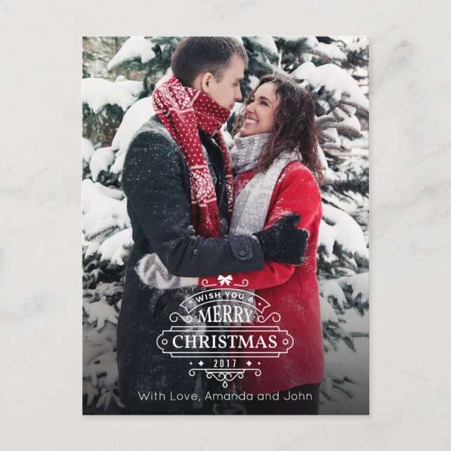 Elegant Christmas Greetings Photo Holiday Postcard (Front)