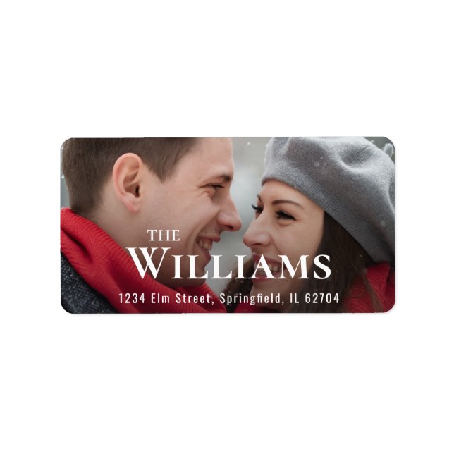 Elegant Christmas Happy Couple Photo Simple Modern Label (Front)