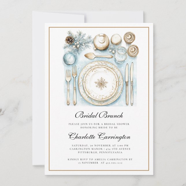 Elegant Christmas Holiday Bridal Brunch Invitation (Front)