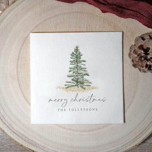 Elegant Christmas Holiday Evergreen Pine Simple Napkin