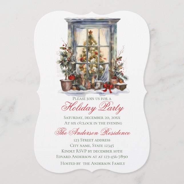 Elegant Christmas Holiday Invitation Window (Front)